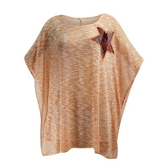 Sheer Oversize Top With Sequin Star - Picture 5 of 8